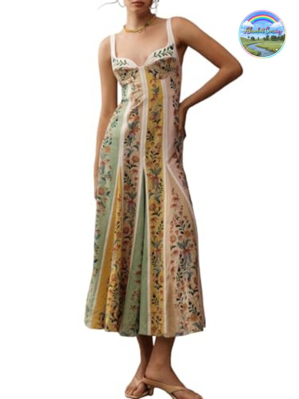 Boho Print Sleeveless Backless Halter High Waist A Line Maxi Dress